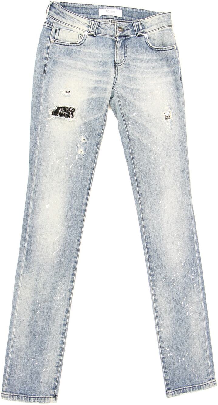 Blugirl Blumarine Paint Drip Sequins Patches Made In Italy Jeans 26